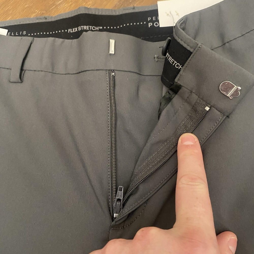 Perry Ellis Portfolio 30x30 Men's Pleated Pants Gray Poly Asphalt NWT - Picture 8 of 16